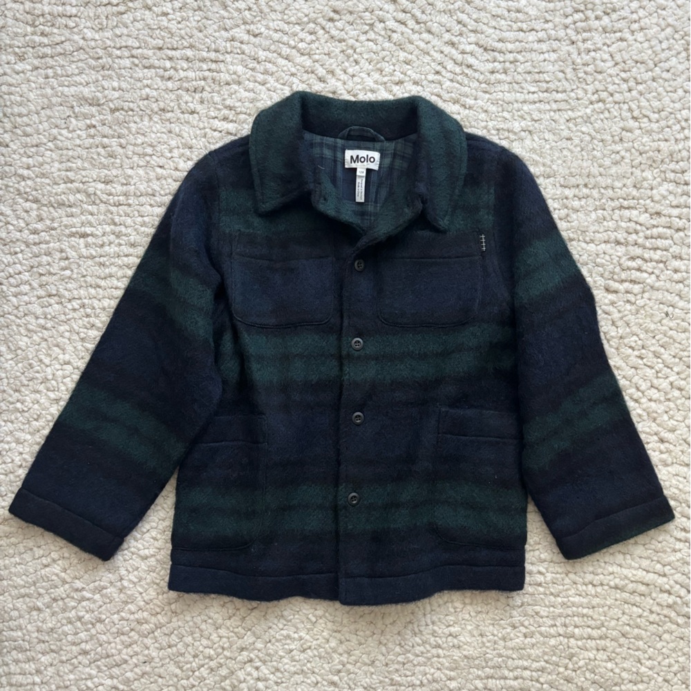 NWOT KIDS SZ 8 Molo Plaid Jacket in Green and Black